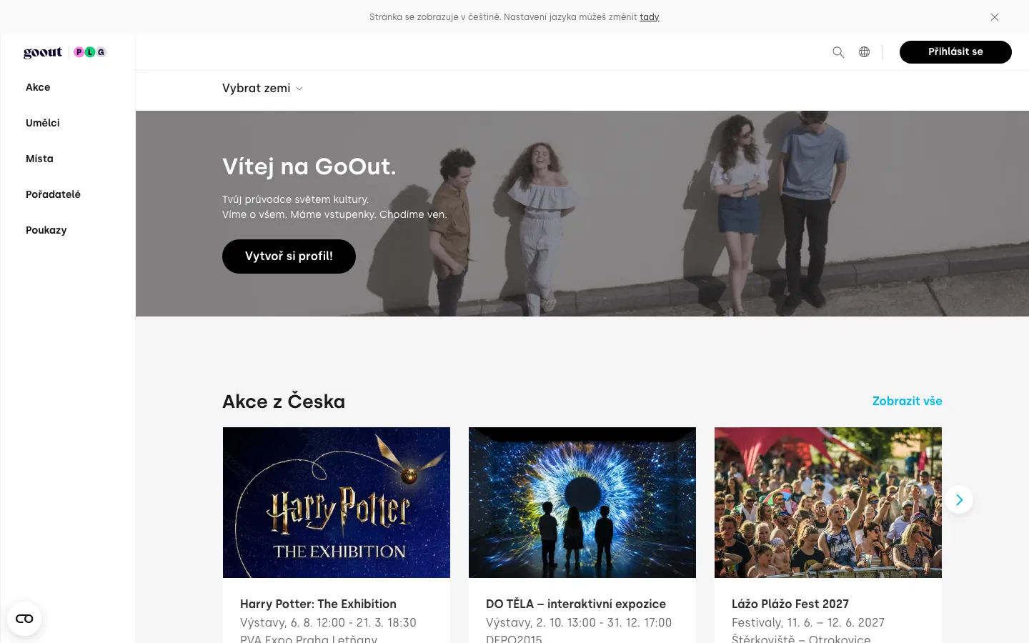 Web výrobce GoOut, goout.net